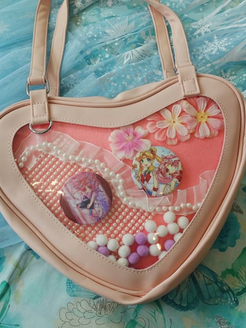 PINK Heart Shaped Ita Bag, Crossbody Ita Bag, Anime Cosplay Shoulder Bag